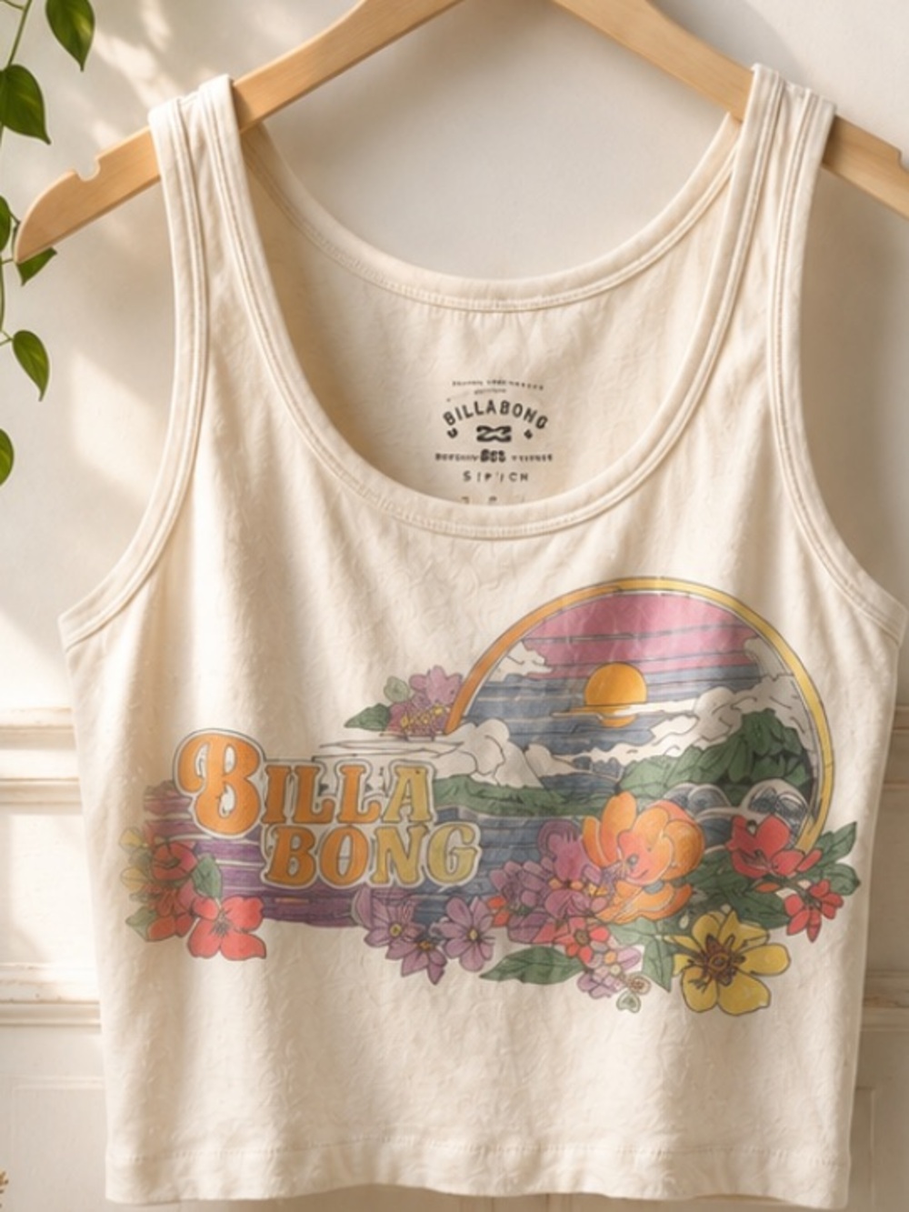 Billabong Cream Floral Sunset Graphic Tank